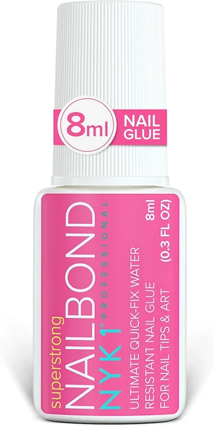 Super Strong Nail Glue For Nail Tips, Acrylic Nails and Press On Nails (8ml) NYK1 Nail Bond Brush On Nail Glue For Press On Nails Long Lasting Nail Glue For Acrylic Nails Fake Nails Tips Nail Glue Gel