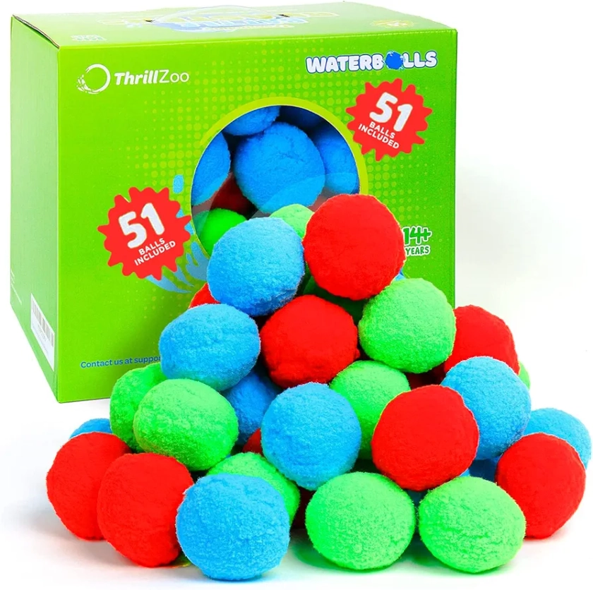 Thrillzoo Battle Blasters - Reusable Water Balloons, 51 Count. Water Games for Kids Outside. Water Balls, Water Splash Balls, Water Balloon Game, Water Balloons for Kids, Summer Toys and Outdoor Toys