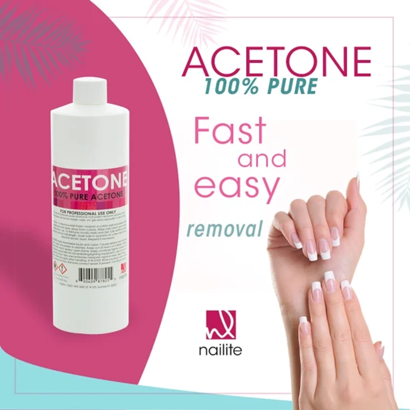 Nailite Nail Polish Remover – 100% Pure Acetone, Quick Professional Powerful Remover, for Natural, Gel, Acrylic, Shellac Nails (8 Fl. Oz.)
