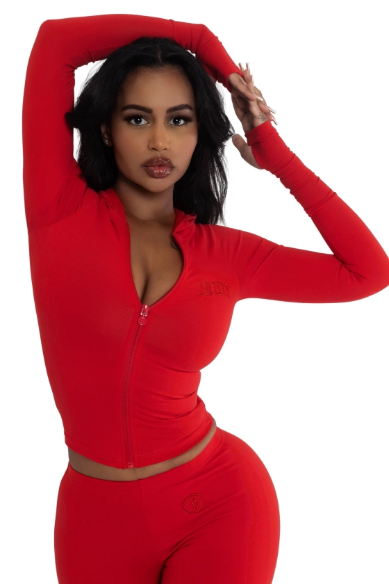 BASICS HOODIE (FIRE RED) — Body by Raven Tracy