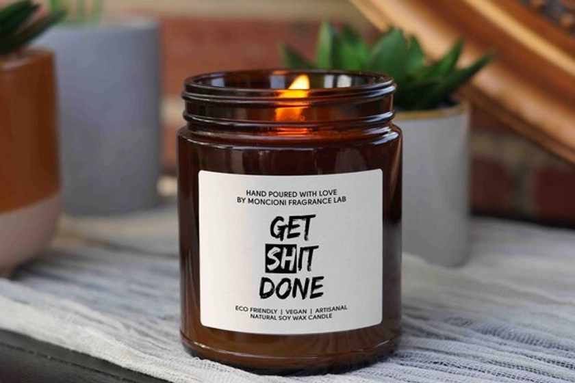 Getting Shit Done Candle, gift for Barista, Funny Kitchen Decor, home decor, gift for him, Coffee Bar Decor, Gift for coworker, gift for her