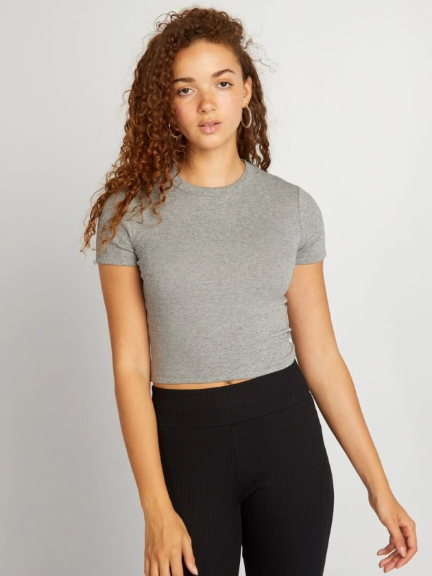 T-shirt cropped manches courtes