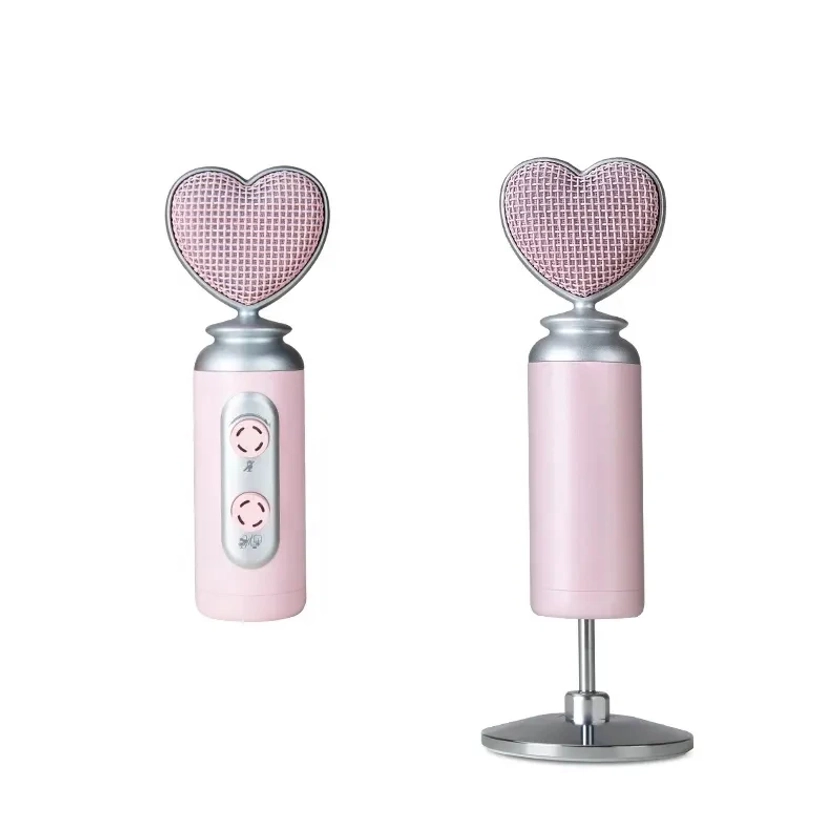 Microphone professionnel à condensateur rose, USB, réduction du bruit, pour téléphone portable - AliExpress