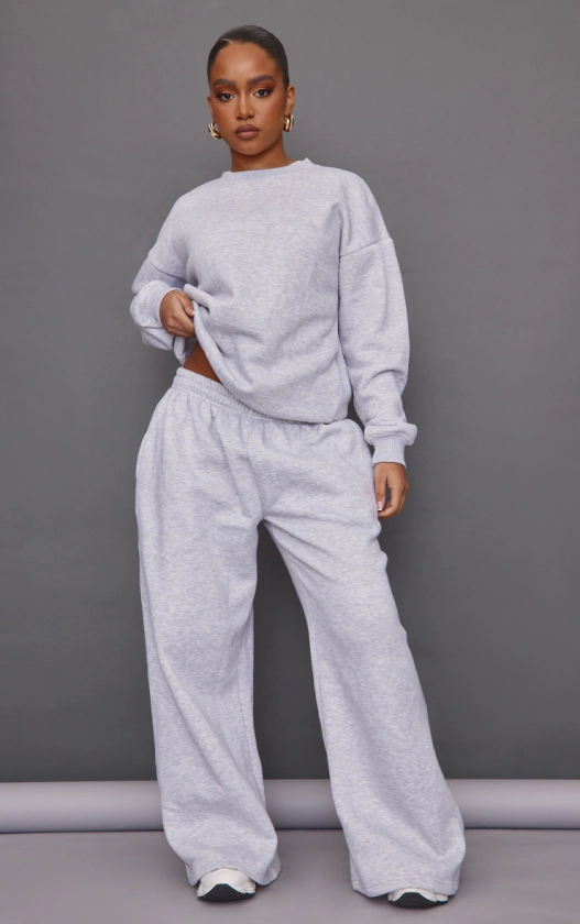 Petite Ash Grey Super Wide Leg Sweatpants