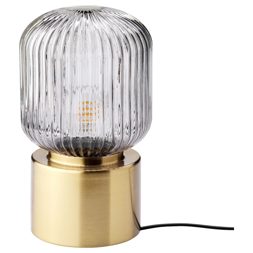 SOLKLINT Table lamp - brass/grey clear glass 28 cm