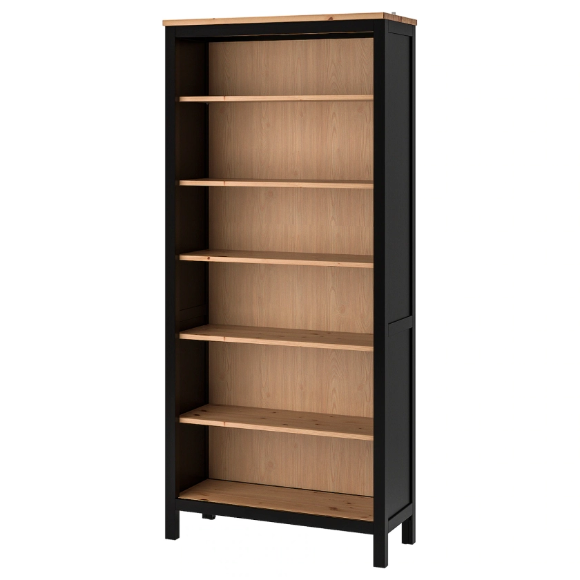 HEMNES Bookcase, black-brown, light brown, 90x197 cm - IKEA