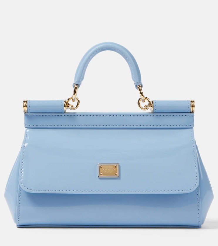 Sac Sicily Small en cuir verni en bleu – Dolce Gabbana | Mytheresa