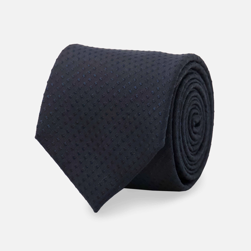 Tonal Square Dot Navy Tie | Silk Ties | Tie Bar