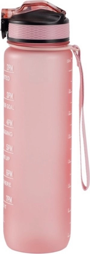 Motivatie Waterfles Rosé - 1 Liter Drinkfles - Waterfles met Rietje - Waterfles met... | bol