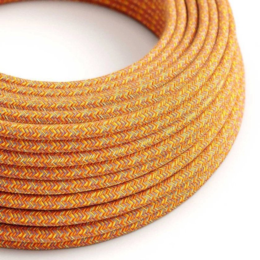 creative cables - Fil Électrique Rond Gaine De Tissu De Couleur Coton Indian Summer RX07 (1 mètre - 3x0.75) | Leroy Merlin