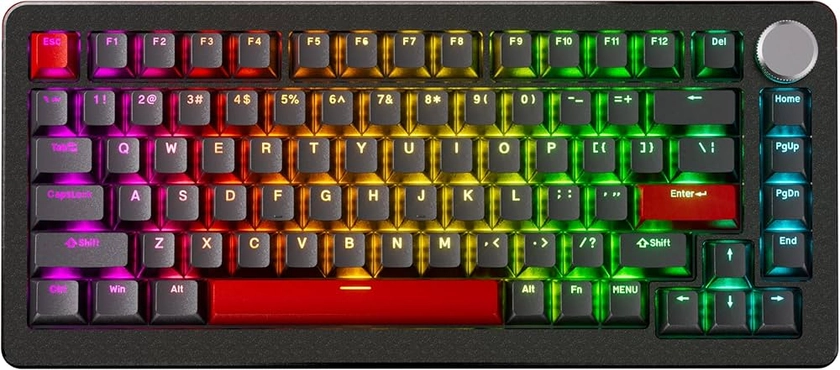 DrunkDeer A75 Pro Clavier de jeu magnétique à déclenchement rapide Clavier de jeu mécanique Commutateurs de Hall d'actionnement réglables Touches PBT RVB Compact TKL 82 touches USB filaire avec bouton