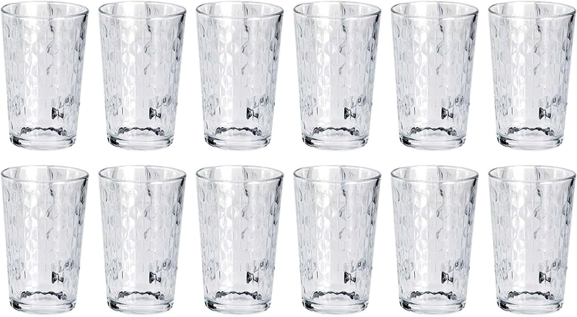 GRÄWE Lot de 12 verres à eau, à long drink, passent au lave-vaisselle, à jus, à motifs, pour cocktails