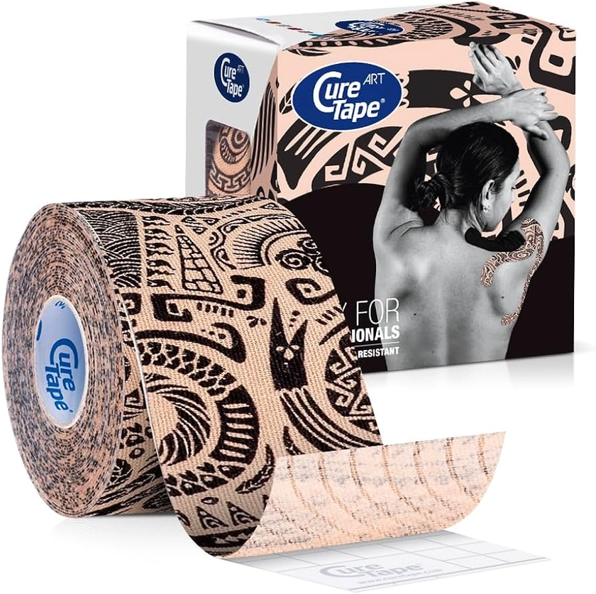 CureTape Art Kinesiology Tape | 1 Roll 5cm x 5m | Waterproof | Latex-Free Medical Kinesiology Tape | KinesioTape for Sports & Fitness | Kinesiology Recovery Tape for Extreme Sports