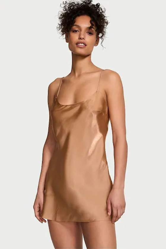 Victoria's Secret Toffee Nude Organza Mini Slip Dress