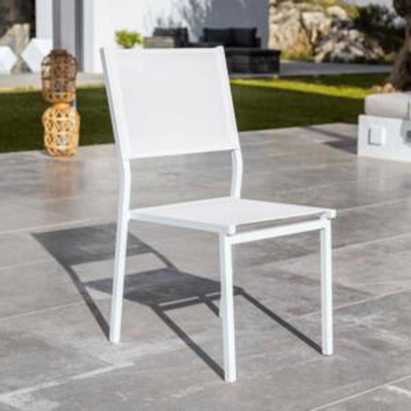 Chaise de jardin alu empilable Murano - Blanche - Salon de jardin, table et chaise - Eminza