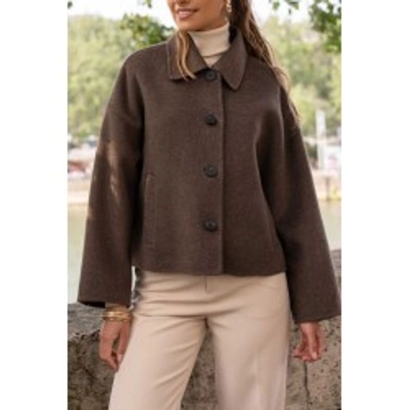 ALBANE Chocolat - Veste Laine