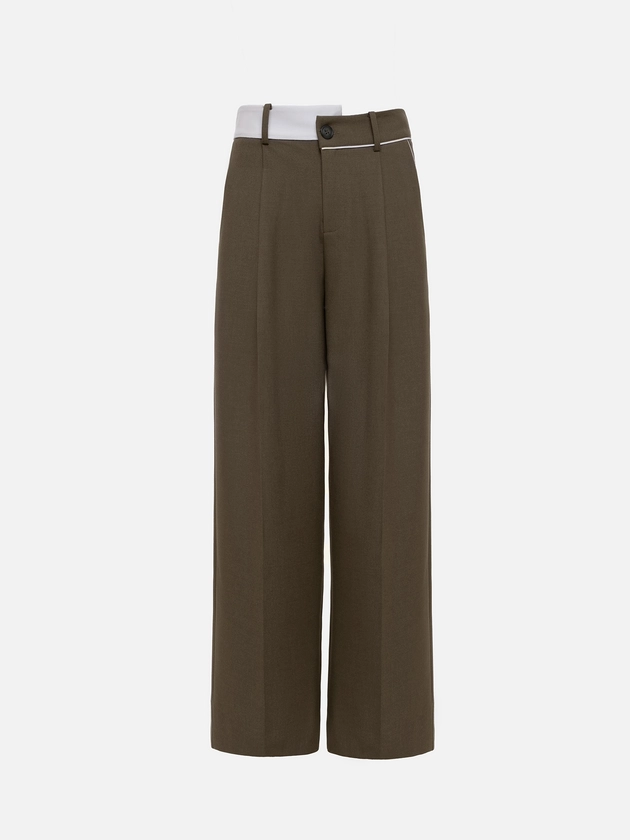 Свободные брюки с контрастным асимметричным поясом
