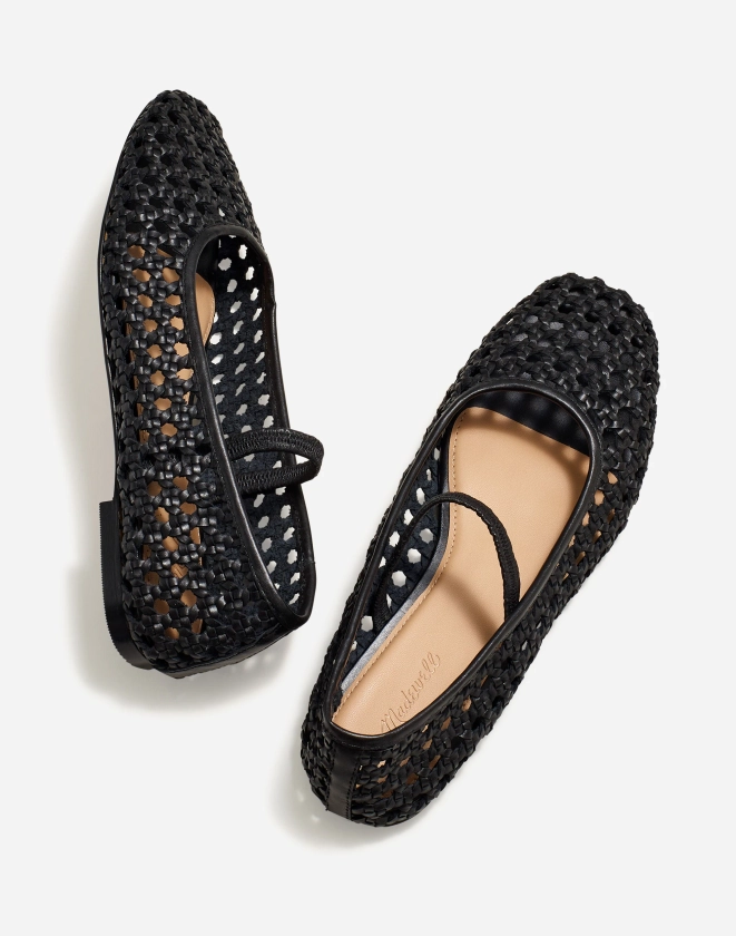 The Greta Ballet Flat in Open-Weave Leather