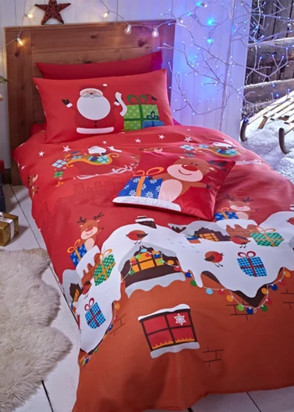 Catherine Lansfield Santa's Christmas Presents Reversible Duvet Cover Set