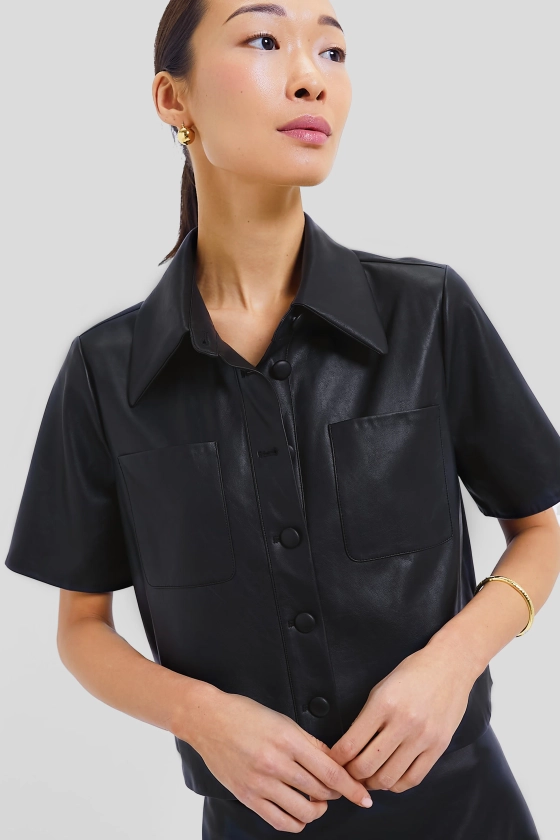 Black Leather Audrina Top | Pomander Place