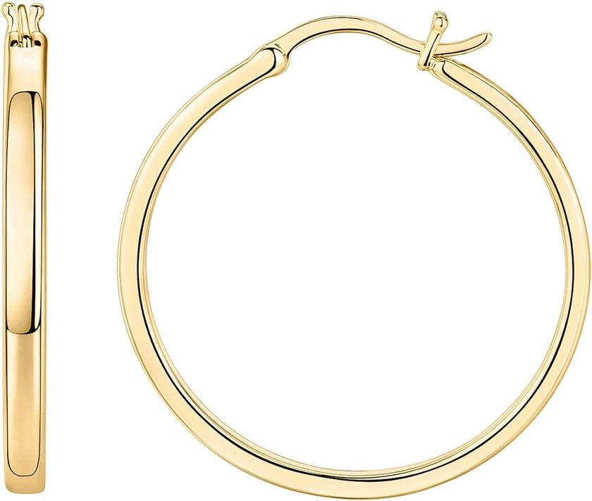 PAVOI 14K Gold Plated 925 Sterling Silver Post Lightweight Hoops | 20mm - 30mm Earring | Gold Hoop Earrings for Women