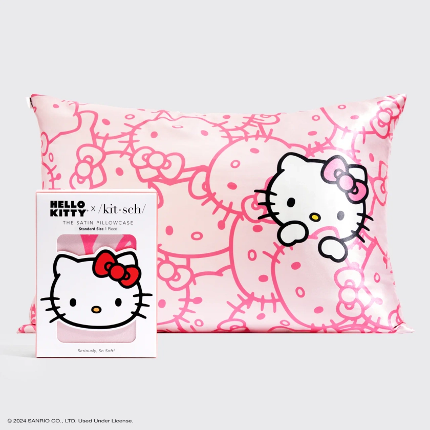 Hello Kitty x Kitsch Satin Pillowcase - Pink Hello Kitty Faces