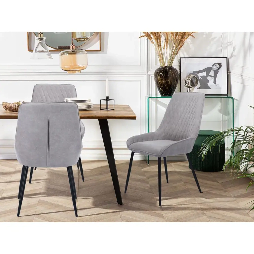 Homy Casa Rabiot Grey Fabric Upholstery Arm Dining Chairs (Set of 2) RABIOT FABRIC GREY - The Home Depot