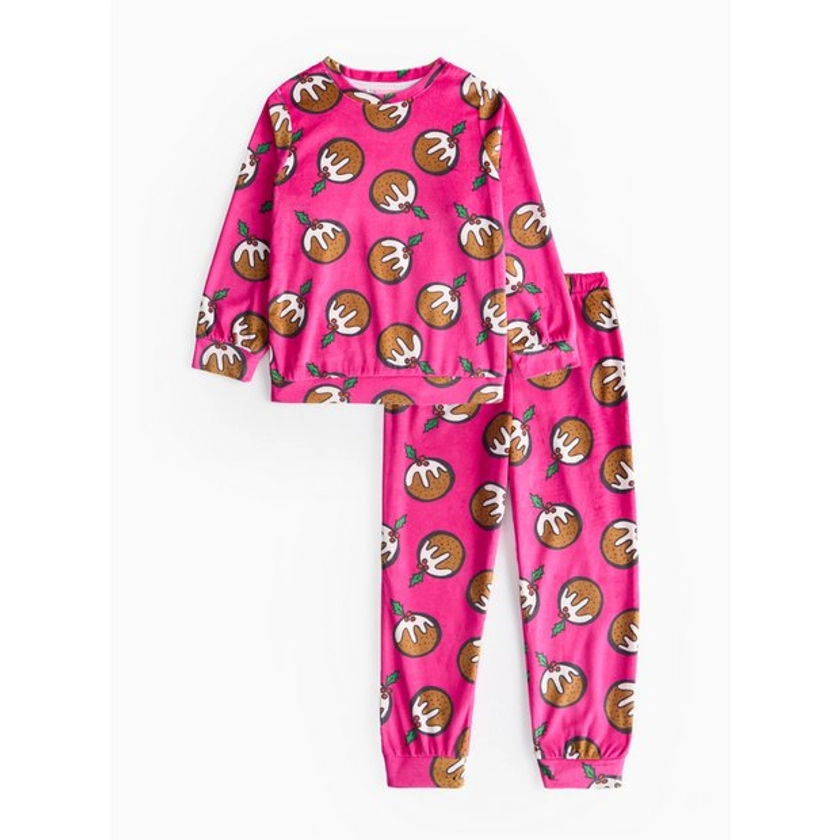 Buy Matching Family Girls' Christmas Pudding Print Fleece Pyjamas 1.5-2 years | Pyjamas | Tu