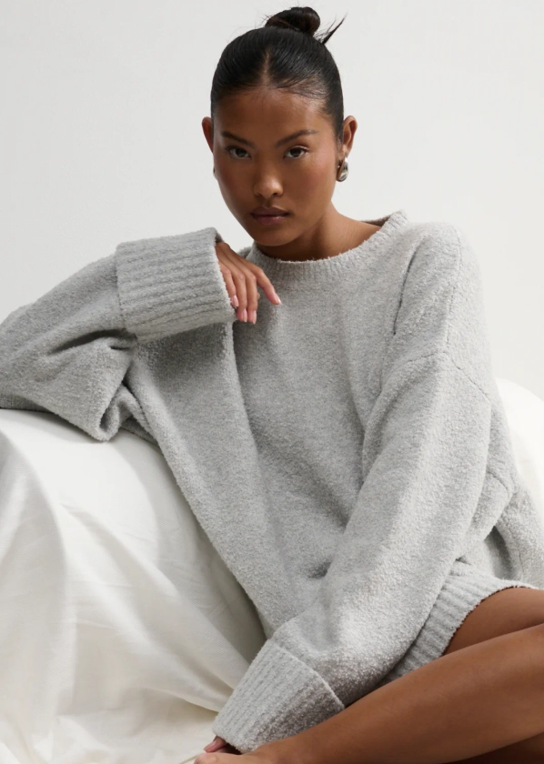 Camille Oversized Borg Jumper - Grey