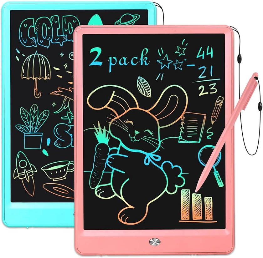 EooCoo Gifts for Kids Toys,10 Inch LCD Writing Tablet, Drawing Pads 2 Packs Doodle Scribble Boards, Christmas Birthday Gifts for Boys Girls Age 3 4 5 6 7 8 9 Years, Road Trip Essentials Travel Games