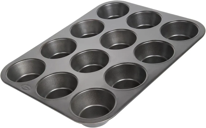 wenco Lot de 12 moules à muffins de qualité supérieure, antiadhésif, passe au lave-vaisselle, en aluminium, noir