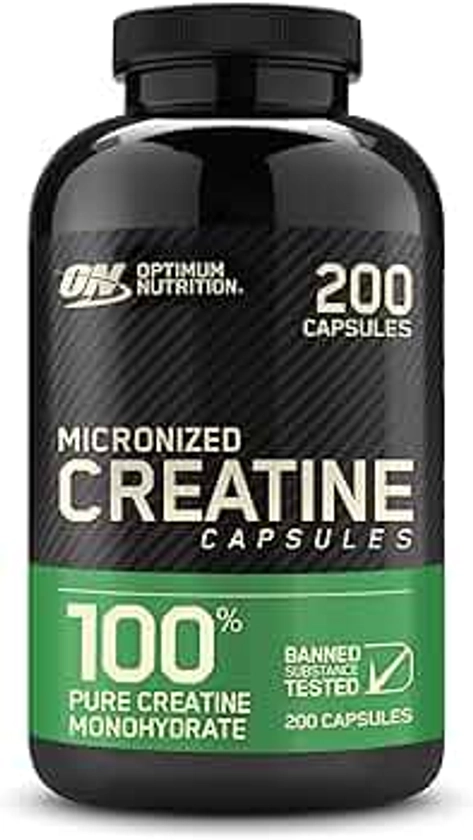 Optimum Nutrition Micronized Creatine Monohydrate Capsules, Keto Friendly, 2500mg, 200 Capsules (Packaging May Vary)