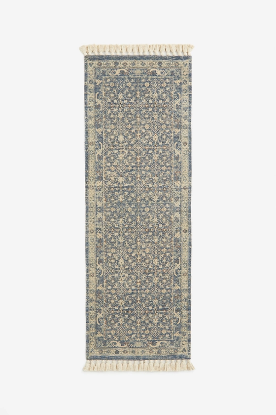 Fringed patterned rug - Blue/Patterned - Home All | H&M GB