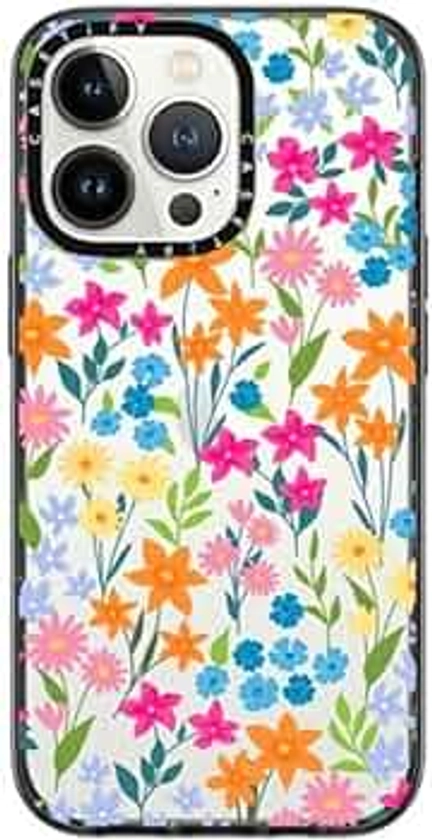 CASETiFY Compact iPhone 13 Pro Case [2X Military Grade Drop Tested / 4ft Drop Protection] - Bright Spring Flowers - Daisy Floral Pattern - Clear Black