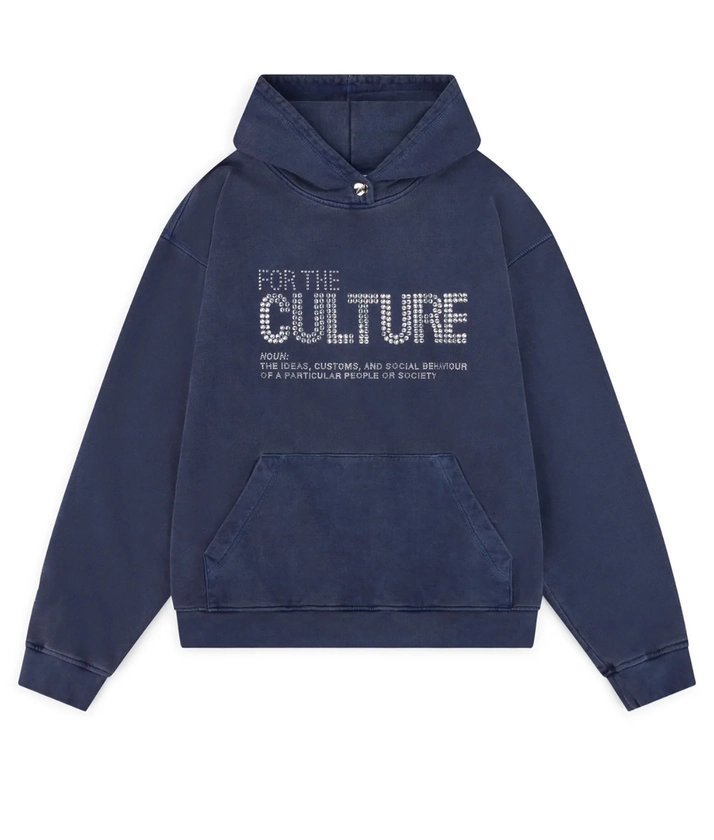 For The Culture Blue Waxed Cotton Hoodie