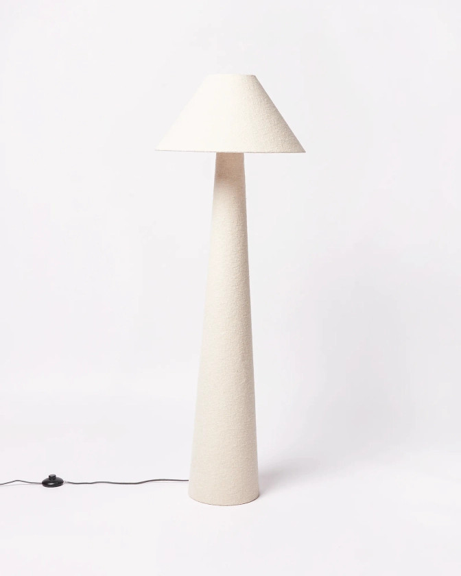 Alma White Boucle Floor Light | Oliver Bonas