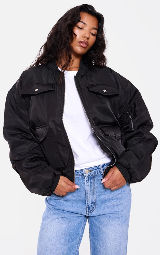 Veste bomber oversize noire