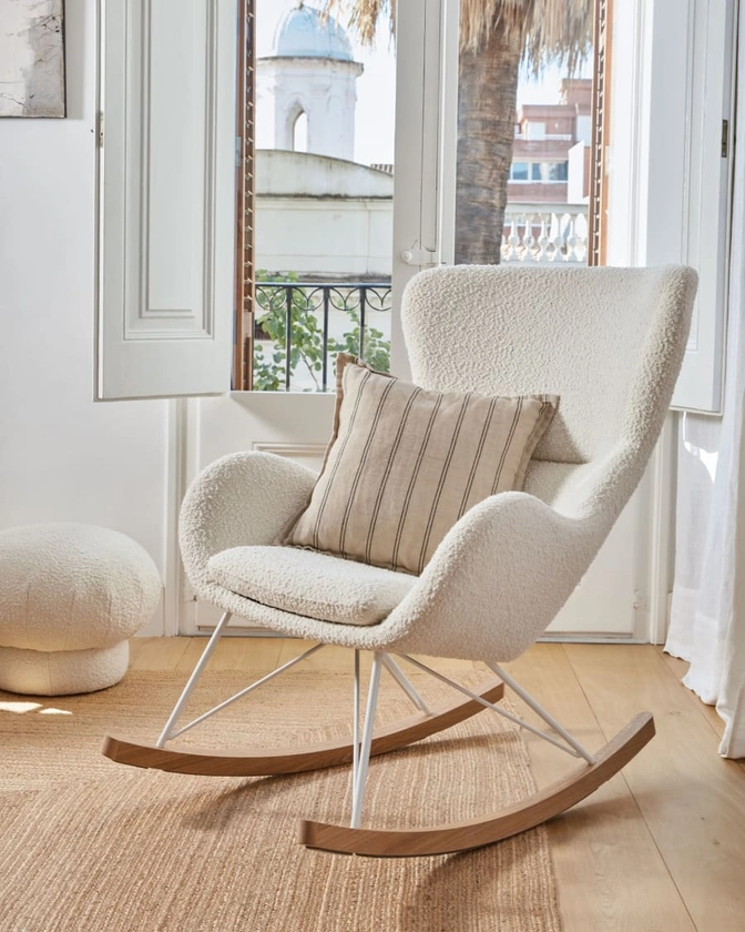 Fauteuil à bascule Vania bouclette blanc | Kave Home®