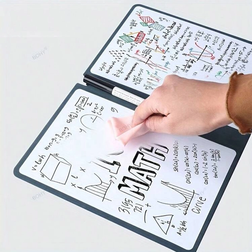 Draagbaar A5 herbruikbaar whiteboard-notitieboekje: weekplanner, memoblok van kunstleer, gratis whiteboardmarker en gumdoekje