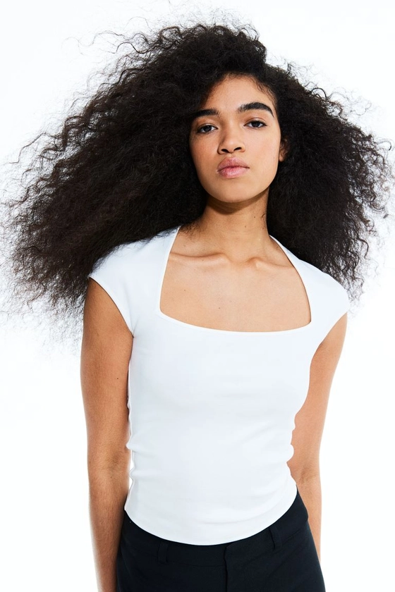 Cap-sleeved Top - White - Ladies | H&M US