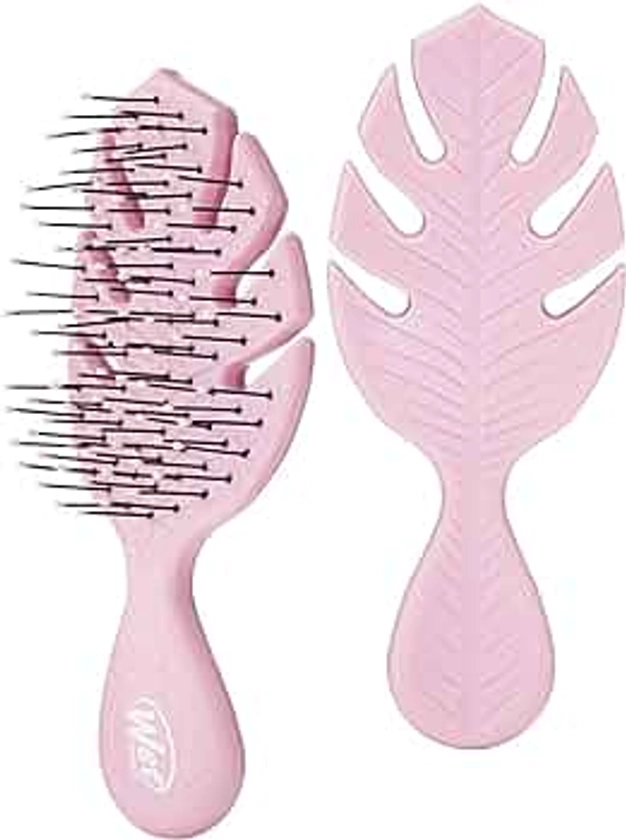 Wet Brush Go Green Mini Detangler, Pink - Detangling Travel Hair Brush - Ultra-Soft IntelliFlex Bristles Glide Through Tangles & Gently Loosens Knots While Minimizing Pain, Split Ends & Breakage