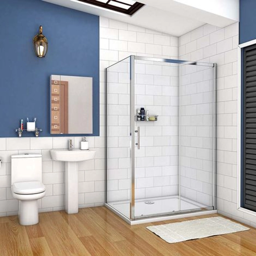 AICA cabine de douche 100x100cm porte coulissante plus une paroi latérale hauteur :190cm