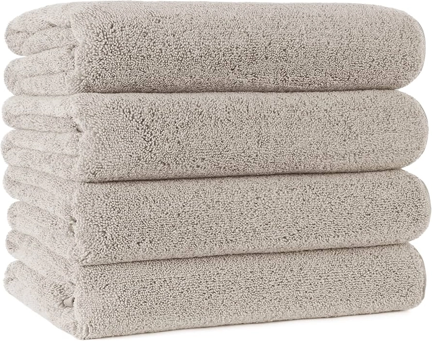 POLYTE Quick Dry Lint Free Microfibre Bath Towel, 76 x 145 cm, Pack of 4 (Beige)