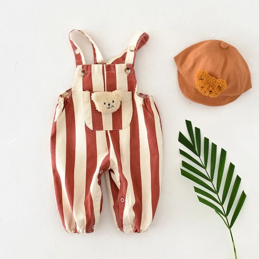 Baby Bear Adjustable Striped Overalls