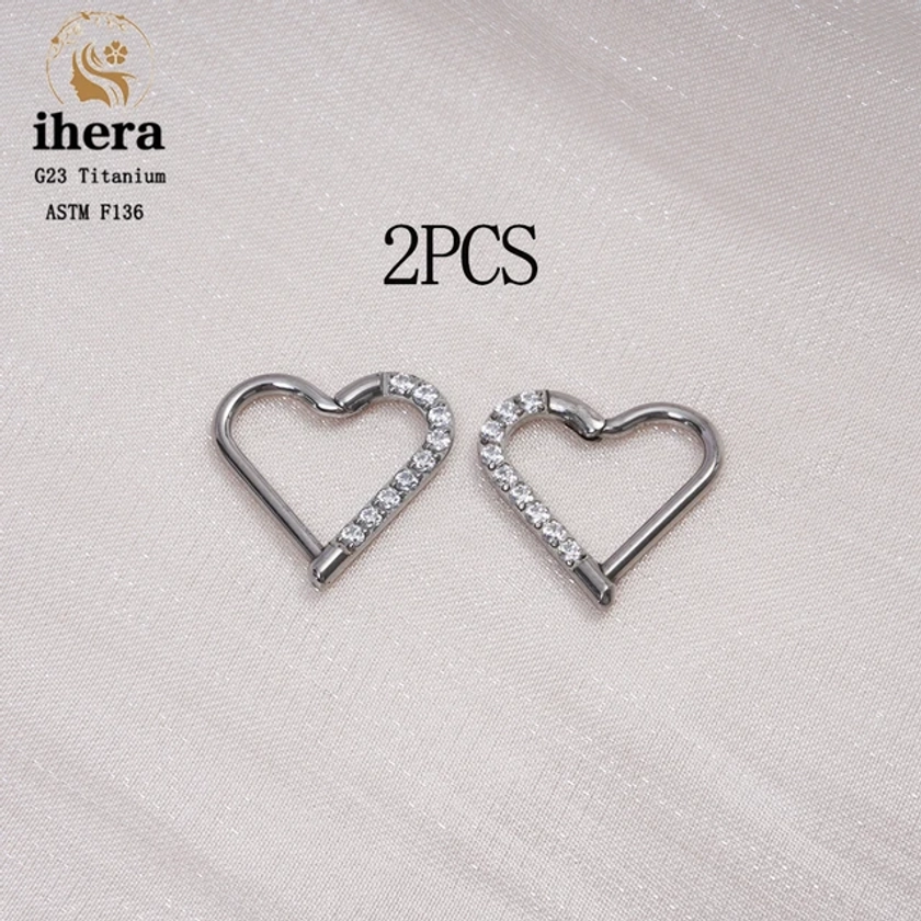2PCS G23 Titanium Woman Heart Nose Piercing Ring 16G Silver Color Earrings Ear Tragus Cartilage Helix Conch Piercing Jewelry - AliExpress 
