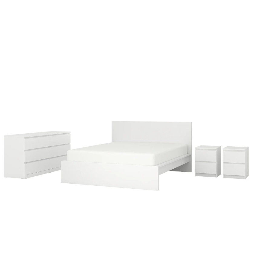 MALM Bedroom furniture, set of 4, white, Standard Double - IKEA