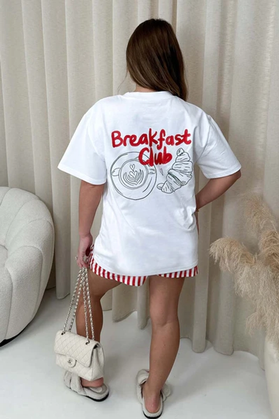 Breakfast club white printed heavyweight oversized t-shirt