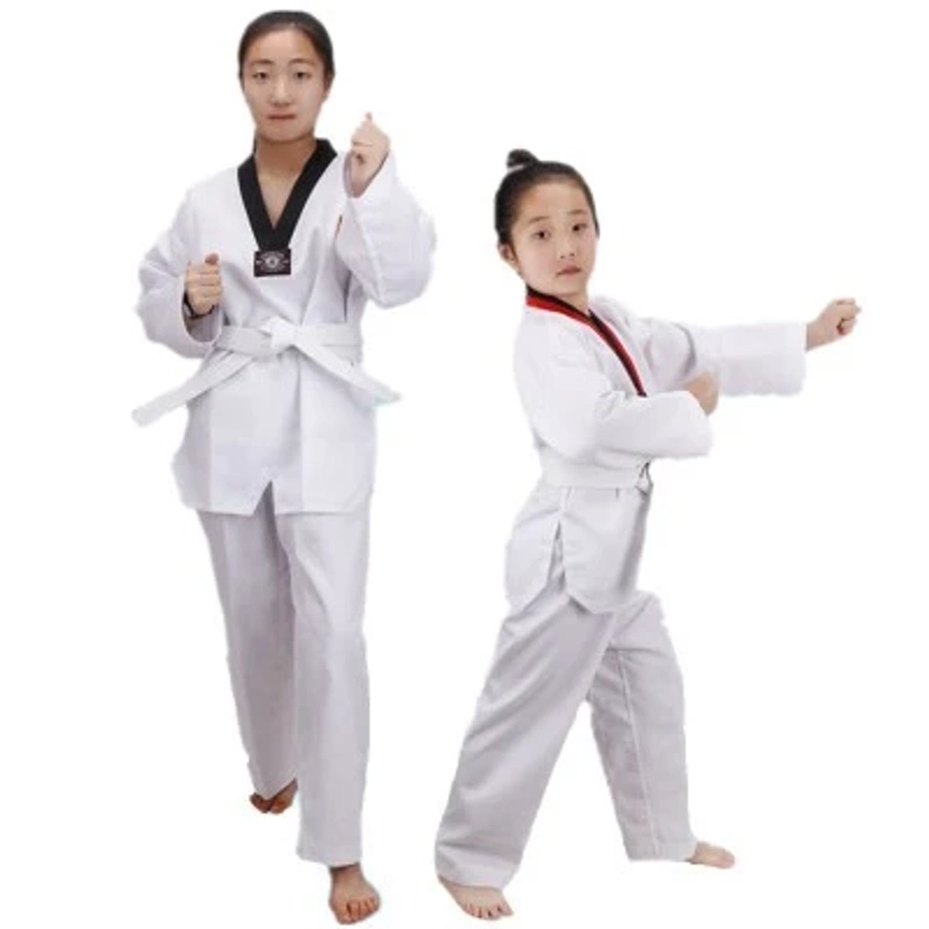 Uniforme de taekwondo blanc traditionnel pour enfants et adultes, vêtements de karaté WTF, Dobok imbibé, manches longues, entraînement de fitness, unisexe - AliExpress 