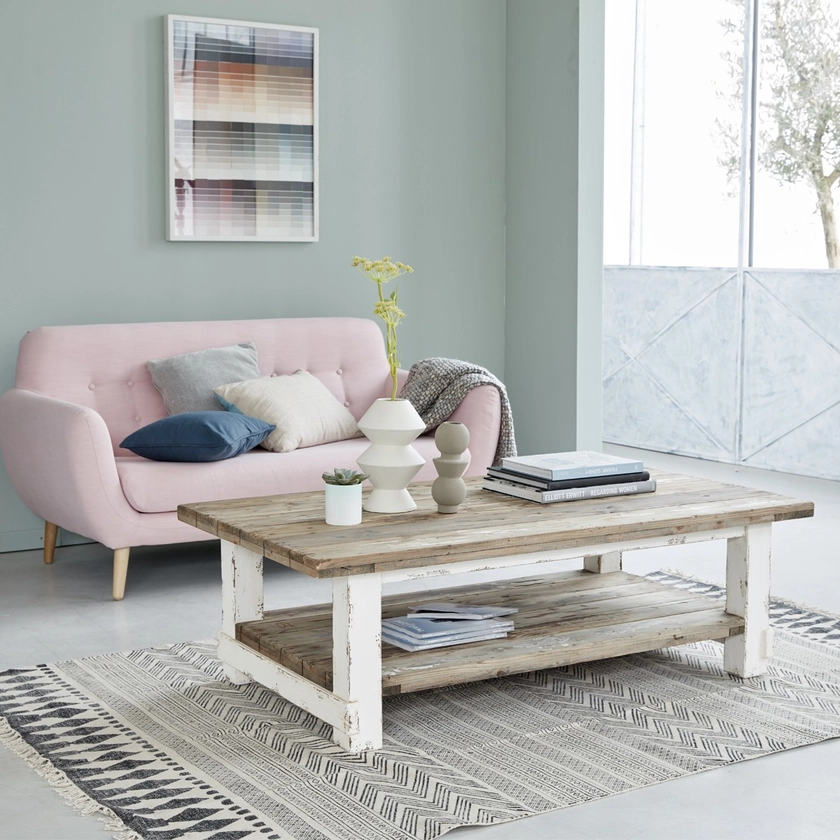 Table basse en bois de pin recyclé 140 ATLANTIC, mobilier de salon | Berah Getah
