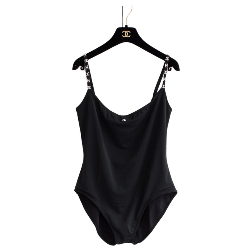 Chanel Vintage Spring/Summer 1997 Black White CC Logo 97P Bodysuit Swimsuit